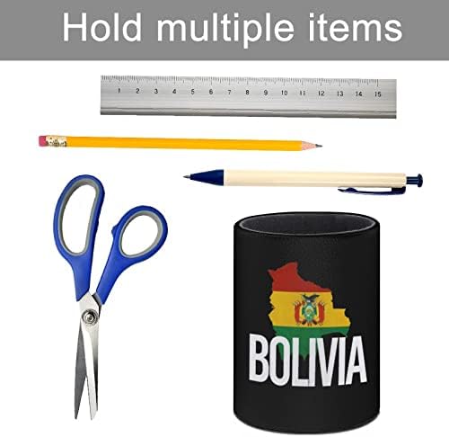 Bolívia Térkép, Zászló PU Bőr Ceruza Birtokosai Kerek Toll Csésze Tartály Minta Asztal Szervező Az Office Home