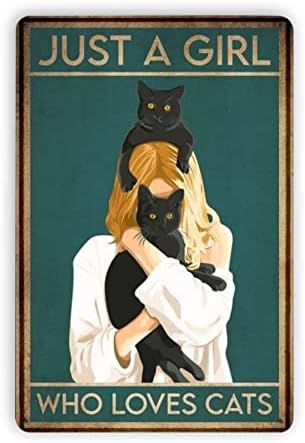 NENAWOS 1920-as években Csak Egy Lány, Aki Imádja a Macskákat Poszter Állat Wall Art Ajándék Cica Szerető Nemzetközi Retro