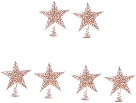 Amosfun 6 Db Karácsonyi Csillag Dekoráció Kereszt Karácsonyfa Topper Xmas Természetvédő Kalap Díszíteni Díszek, Karácsonyfa Csillag Díszek,