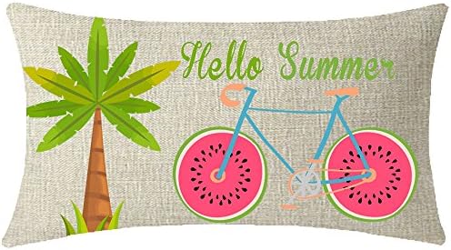 NIDITW Szavakkal Helló Nyár Trópusi Pálmafa Görögdinnye Bike Kerékpár Derék Ágyéki Pamut Ágynemű Dobja párnahuzat párnahuzat a