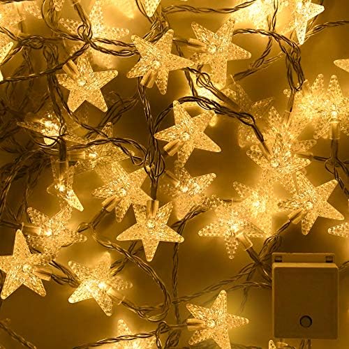 Joiedomi 100 LED-es Csillagos String Fények, 39 ft Csillag tündérfény 8 Modellek Meleg Fehér Karácsonyi Csillag Világítás Beltéri/Kültéri