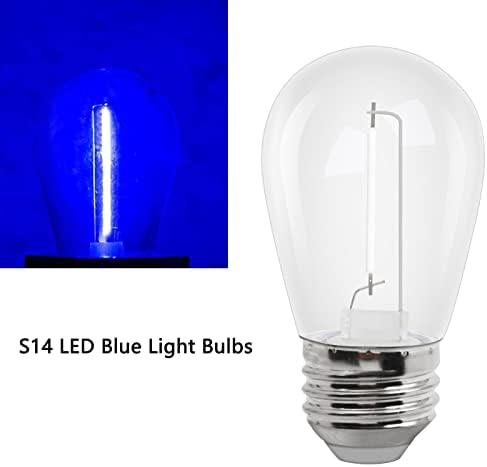 Kék S14 LED Izzók 1W Szabadtéri String Lámpák Izzók Törhetetlen Műanyag Csere Izzók Vízálló E26 Bázis Vintage LED Végtelen Izzó Dekoratív