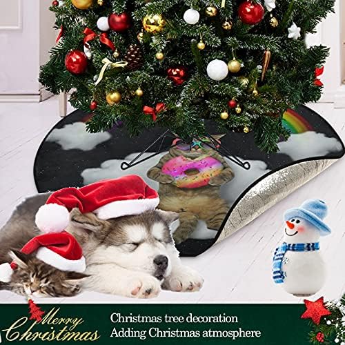 visesunny Macska Egyszarvú Napszemüveg Fánk karácsonyfa Alátét karácsonyi Parti Dekoráció Parasztház Nagy Fa áll Borító Szőnyeg