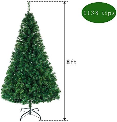 XFXDBT 8ft Mesterséges karácsonyfa,Prémium Fenyő Ünnep Decoratio karácsonyfa Égésgátló Könnyű Összeszerelés,1138 Ág Tippek,Fém Állvány