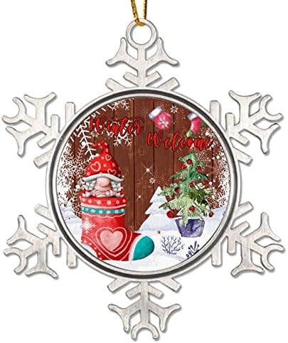A Gnome Karácsonyi Dísz Hópehely Piros Világ Téli Üdv Karácsonyi Dekoráció Ajándék Akvarell Gnome Fém Hópehely Karácsonyi Díszek Emlék