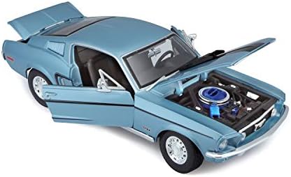 Maisto 1968-as Ford Mustang GT Cobra Jet Hard Top 1/18 Méretarány Fröccsöntött Modell Jármű Kék