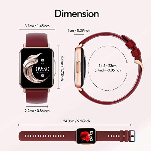 Hongmed 1.69(43mm) Okos Óra, Hőmérséklet Vérnyomás Oxigén Monitor Android Telefonok iPhone Kompatibilis Piros Jön egy Extra Bor Vörös Smartwatch