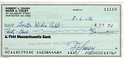 Bob Cousy Aláírt Autogramot Személyes Bank Ellenőrizze a Boston Celtics 11110 SZÖVETSÉG AC71357 - NBA-Vágott Aláírás