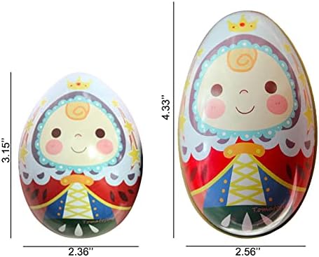2DB Húsvéti tojás, Tinplate doboz, ékszer, érme, tároló állvány candy jar hercegnő herceg fiú-lány pár dobozzal Húsvéti Tojás Vadászat