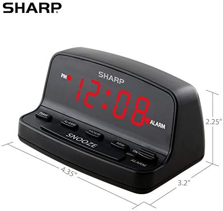 SHARP Digitális Ébresztőóra Billentyűzet Stílus Vezérlők, elemes, Könnyen Használható, Egyszerű Művelet, Fekete Esetben a Piros LED
