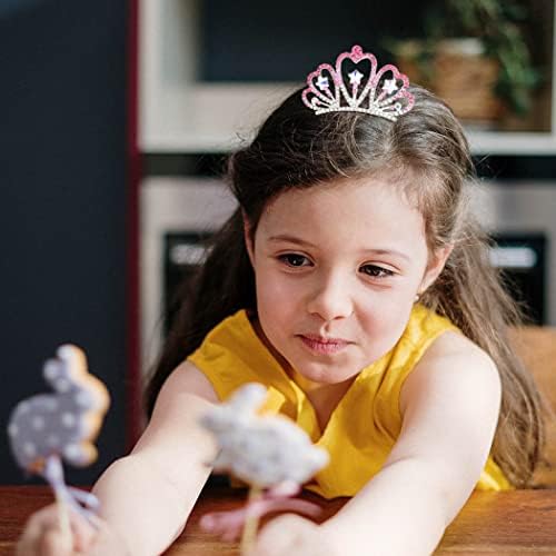 Kilshye Princess Tiara Comb Lányok Ezüst Korona Haircomb Csillag Strasszos Fejdíszek Haj Fésű Szülinapi Korona Fejdísz Gyerekeknek