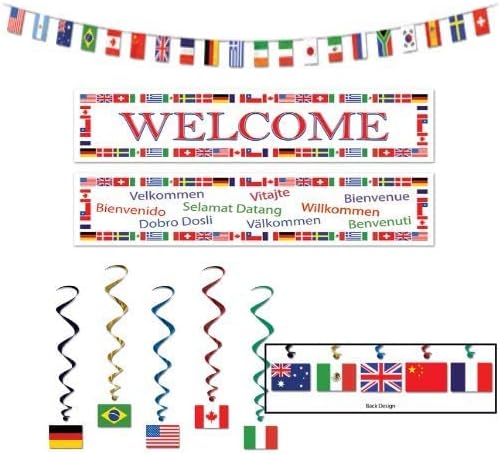 Beistle Zászlók Parti Dekoráció Zászló Örvények, Zászlót Streamer, valamint a Nemzetközi Üdv Banner