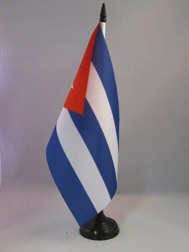 AZ ZÁSZLÓ Kuba Táblázat Zászló 5 x 8 - Kubai Asztal Zászló 21 x 14 cm - es, Fekete Műanyag pálca, Bázis