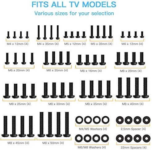 PERLESMITH Univerzális TV Szerelés Hardver Készlet Illeszkedik a Legtöbb Tv-Tartalmaz, M4, M5, M6, M8 TV Csavarok, Alátétek,
