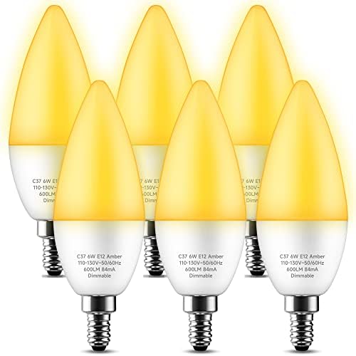 KINDEEP Gyertyatartót Sárga LED Izzók Szabályozható, 6W LED Hiba Fények 60 Watt Egyenértékű, Amber 2000 Tornácon Izzók, E12