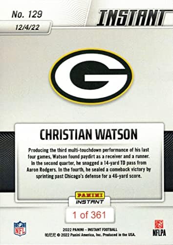2022 Panini Azonnali Foci 129 Keresztény Watson Újonc Kártya Packers - Csak 361 készült!