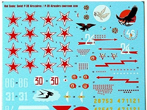 Matrica Vörös Kígyó: a Szovjet P-39 Aircobras, valamint Stencil Skála 1/72 Foxbot 72-014 - Modell Készlet