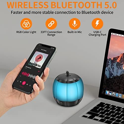LFS Kis Bluetooth-Hangszórók Fények, Hordozható Vezeték nélküli Hangszóró, 7 Színes Fények, TWS Párosítás, IPX5 Vízálló,