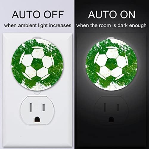 2 Csomag Plug-in Éjjeli LED-es Éjszakai Fény labdarúgás Labdarúgás Zöld Sport Alkonyat-hogy-Hajnal Érzékelő Gyerek Szoba, Gyerekszoba,