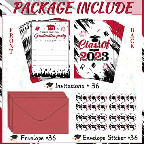 Ballagási Meghívókat 36 DB 2023 Érettségi Fehér Fekete Piros Meghívni Kártyák Borítékok Grad Gratulálok Pályázati Bejelentés Kártyák Osztály