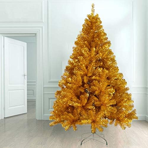 CYWYQ PVC Mesterséges karácsonyfa, 9.8 ft Környezetbarát Optikai Fa Auto-Elterjedt, Szilárd Fém Lábak Beltéri Kültéri -Arany 300cm(118inch)