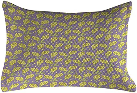 Ambesonne Tavaszi Steppelt Pillowcover, Szezonális Garden Art Virágok Mimóza Virágok, Grafikus Kép, Standard King Size Akcentussal
