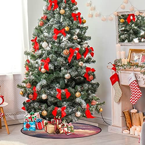 visesunny Vintage Amerikai Zászló Galaxy karácsonyfa Alátét Fa áll Szőnyeg Padló Protector Nedvszívó Fa Állvány Tálca Szőnyeg