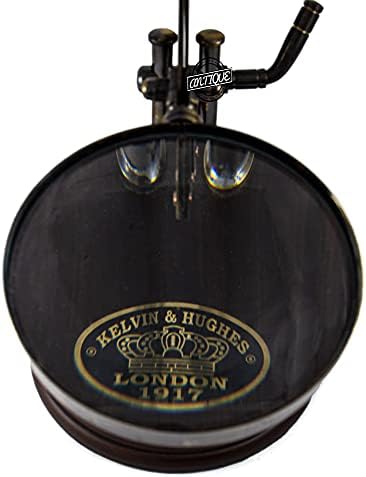 Olló Nagyító Üveg Antik Sárgaréz Kivitelben Fa Alap Kálvin & Hughes London 1917-Es Nagyító