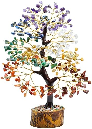 7 Csakra Tree of Life & Vésett Szív Csakra Kövek, Feng Shui Pénz Fa, Kő, Fa, Pozitív Energia, a Hét Csakra Kristály Fa - Vonzza
