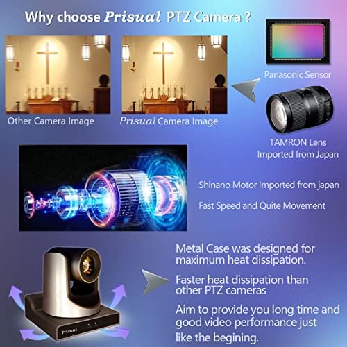 Prisual PTZ Kamera, 30X Optikai Zoom HDMI/SDI/IP PTZ Csomag (5db) IP Joystick Vezérlő PoE Billentyűzet,Tartalmaz 6 Tételek