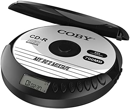Coby Bluetooth CD Lejátszó, Hordozható, FM, AUX, MP3 Anti-Skip Kompakt Discman | Könnyű, Hordozható CD-Lejátszó Fejhallgató | HP Jack,
