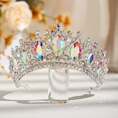 Ó MENYASSZONYI Esküvői Korona a Nők Többszínű Strasszos Menyasszonyi Crown Princess Tiara, a Lányok Szülinapja Korona Esküvői Fejdísz