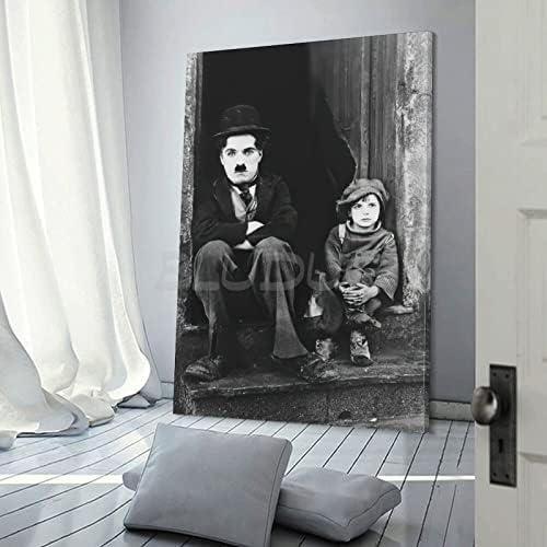 BLUDUG Charles Chaplin Jackie Coogan Poszter Vászon Festmény, Poszterek, Nyomatok, Wall Art Képek Nappali, Hálószoba Decor 24x36inch(60x90cm)