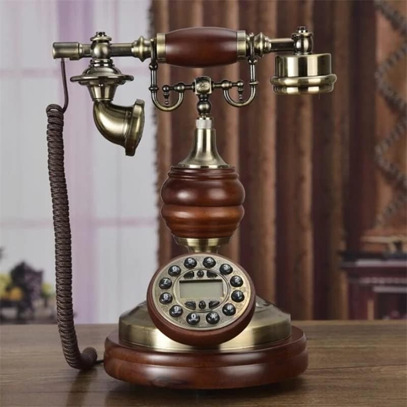 ZSEDP Antik Vezetékes Telefon Retro Haza a gyorstárcsázás Tömör Fa Vezetékes Telefon Kék Háttérvilágítás+Kihangosító+Hívófél-AZONOSÍTÓ