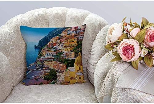 HGOD MINTÁK Positano, Amalfi, Olaszország - Párnát tok (18 X 18) Pamut Ágynemű Otthon, Kanapé, Dekoráció Párna Borító