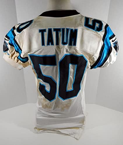 1999 Carolina Panthers Kinnon Tatum 50 Játék Kiadott Fehér Jersey DP06933 - Aláíratlan NFL Játék Használt Mezek