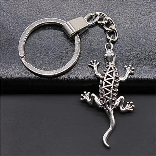 DOUBA Antik Ezüst Színű 50x26mm Gecko Gyík Medál, Kulcstartó Ajándéktárgyak Hátizsák Kiegészítők