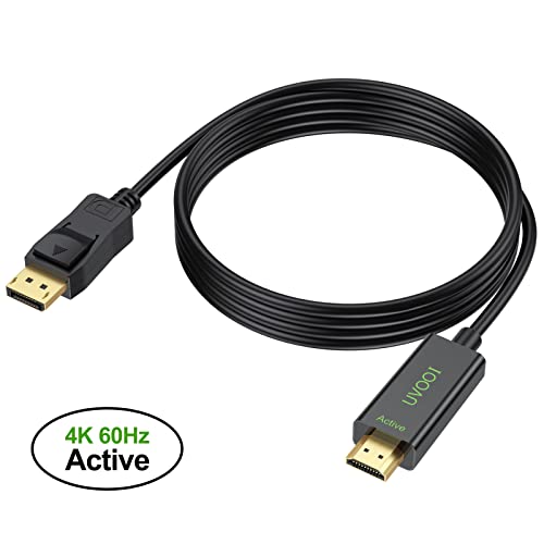 UVOOI Aktív DisplayPort-HDMI Kábel 6FT 4K@60Hz HDR, DP DisplayPort 1.4-HDMI 2.0 Kábel Monitor Kábel Támogatja a 4K@60Hz 2K@165Hz