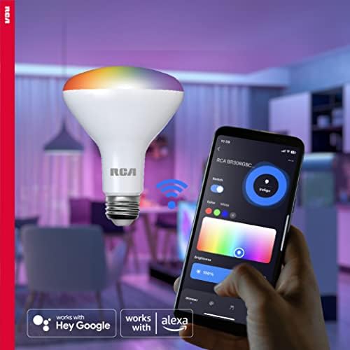 RCA Wifi LED Smart Villanykörte, 12-PK | Beltéri Árvíz fény, 9W (60W Equiv) Többszínű & Fehér LED Izzó, Szabályozható & Hangolható
