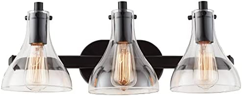 Possini Euro Design Sorren Ipari Modern Fali Lámpa Fekete Fém Vezetékes 20 1/2 3-Light Lámpatest, Íves Átlátszó Üveg Árnyékban Hálószoba Éjjeli