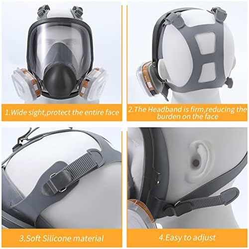 Újrafelhasználható légzésvédő teljes arc-maszk, kompatibilis 6800 sorozat teljes arc-maszk, teljes arc maszk festmény, gépi polírozás, fakitermelés,
