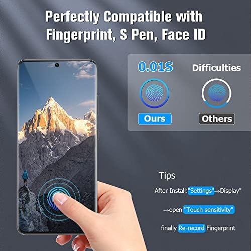 [2+2 Csomag] Galaxy S21 Ultra 5G képernyővédő fólia, HD Tiszta 9H Edzett Üveg karcálló, Ujjlenyomat Kinyit, 3D Ívelt, Buborék Mentes