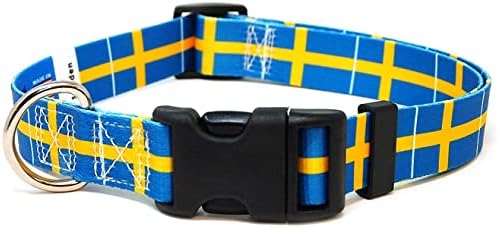 Svédország Nyakörv | Svéd Zászló | gyorskioldó Csattal | Made in NJ, USA | Közepes testű Kutyák | 3/4 hüvelyk Széles