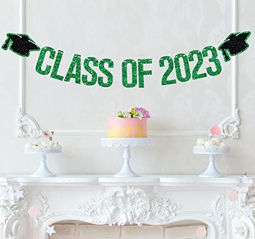 Osztály 2023 Banner - 2023 Ballagás Dekoráció, Congrats Grad Dekorációk, középiskola Főiskola Érettségi Party Dekoráció, Kellékek Zöld