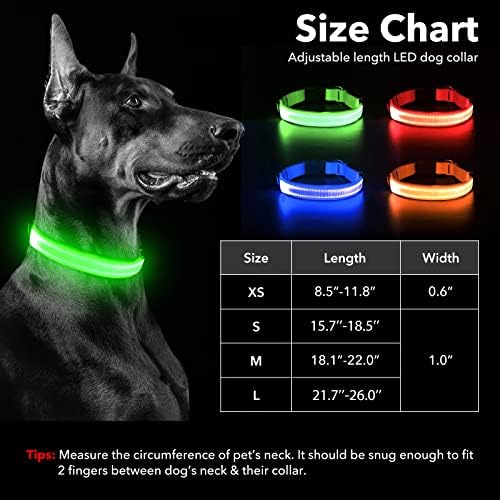 LED Nyakörv, Nylon Állítható Fény Gallér, USB Újratölthető Világító Kutya Nyakörv, Hogy A Kutyák Látható& Biztonságos Éjszaka(Zöld, Nagy)
