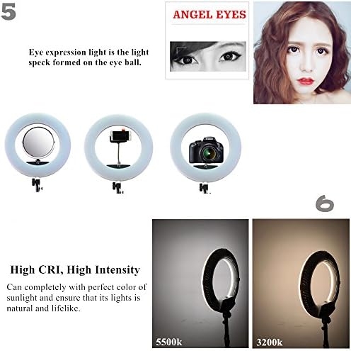 Yidoblo 18 hüvelykes LED Gyűrű Fény FS-480II Bi Color Szabályozható Ringlight Kit a Telefon tulajdonosa, Tükör, háromlábú Állvány, hordtáska
