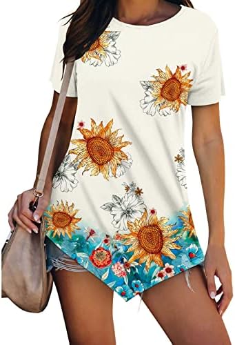 Blúz Kombiné Póló Női Rövid Ujjú, Virágos Grafikus Balek Vékony Tunika Hercegnő Istennő Flowy Tshirt