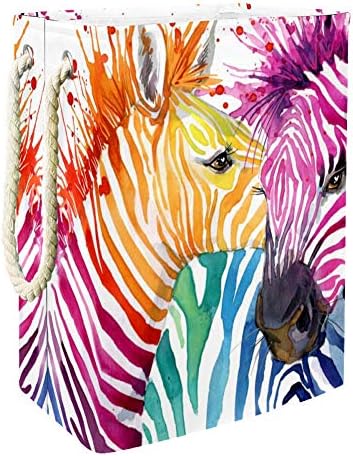 Aranyos Zebra Akvarell Szivárvány Állati Nagy Tároló Bin Összecsukható Szennyesben az Óvoda Akadályozza meg a Gyerekek Szobája