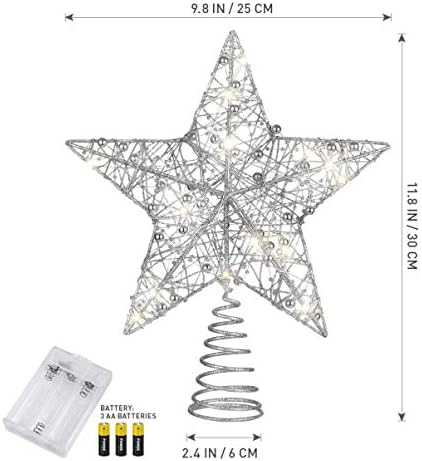 STOBOK lakberendezés Kerti Dekoráció 25 X 30 cm Karácsonyi Csillag csúcsdíszt Csillogó Csillag fa tetején világít a Csillag csúcsdíszt Üreges