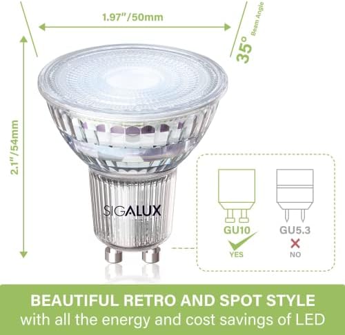 Sigalux GU10 LED Izzók, Nem Szabályozható 5000K Nappal Fehér, Természetes Fény, 4.5 W 450LM, MR16 LED Izzó Egyenértékű 50W Halogén Csere,